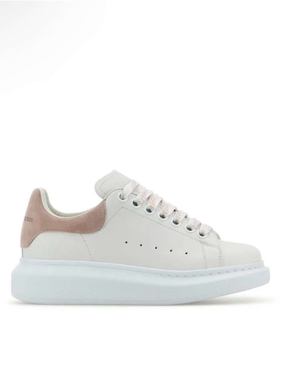 Alexander McQueen White Leather Platform Sneaker with Blush Heel